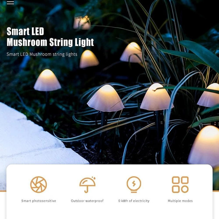 Solar-Powered Mushroom LED String Lights for Garden, Patio, and Holiday Decor, 16.4ft, Yellow & RGB Options, 8 Modes, Energy Efficient-ErisView-7