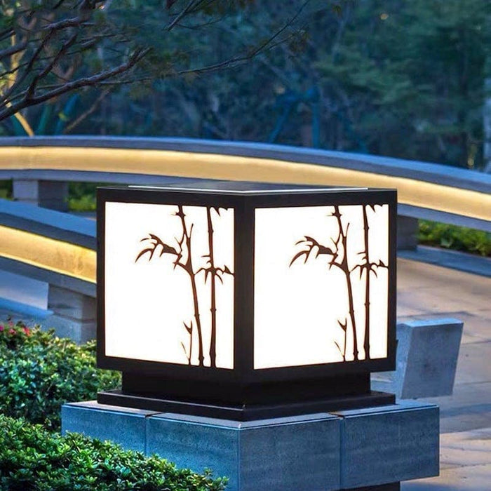 Solar-Powered Outdoor LED Light with Bamboo Pattern Acrylic Shade, Stainless Steel Body, and Warm Bright Light for Yard Landscape Decoration-ErisView-3