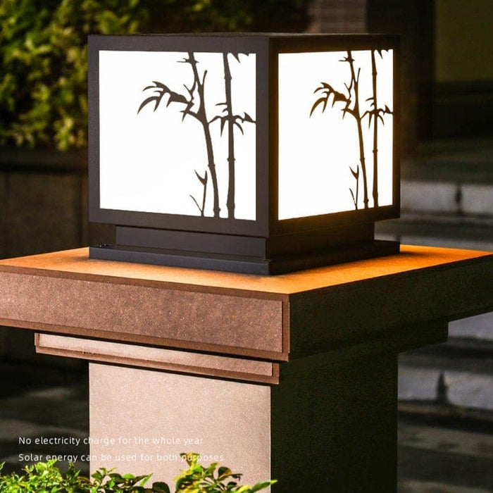 Solar-Powered Outdoor LED Light with Bamboo Pattern Acrylic Shade, Stainless Steel Body, and Warm Bright Light for Yard Landscape Decoration-ErisView-9