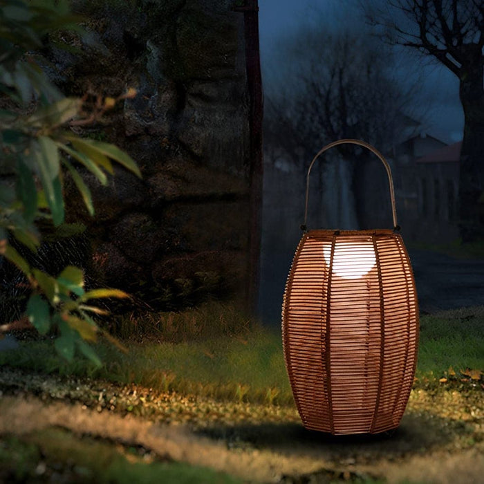 Solar-Powered Outdoor Lawn Light with Portable Handle, IP65 Waterproof Rattan Lampshade, Fast Charging, Rust-Resistant Metal Holder for Pathways Gardens-ErisView-3