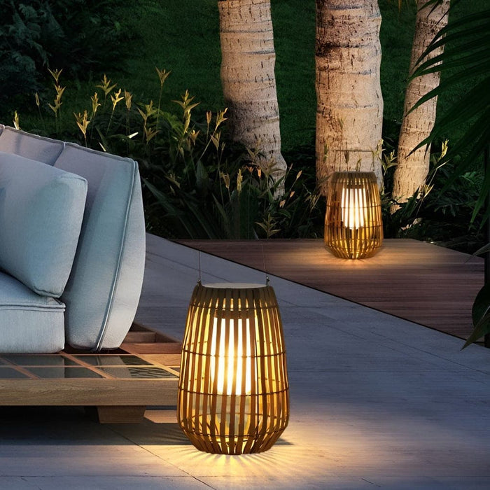 Solar-Powered Rattan Outdoor Lantern with Automatic Day/Night Sensor, Waterproof Design, and Long-Lasting Battery for Garden, Patio, and Poolside-ErisView-2