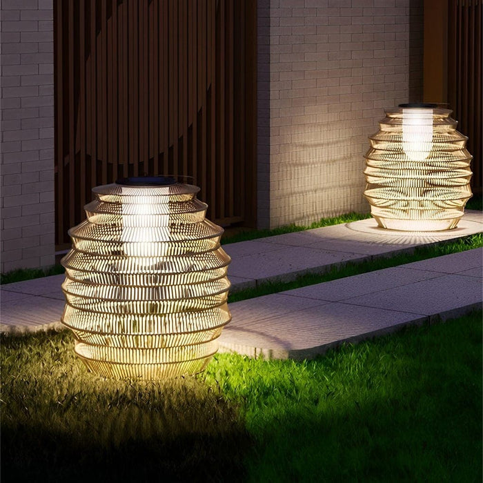 Stainless Steel Solar Garden Light with Hand Woven Rubber Rattan, Energy-Saving LED, Rustic Style for Tabletop, Lawn, Patio, and Pathway Decor-ErisView-7