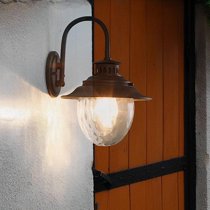 Sturdy Aluminum Outdoor Wall Lamp with IP55 Waterproof Rating, High Transmittance Glass Lampshade, and Classy Stone Pattern Design-ErisView-2