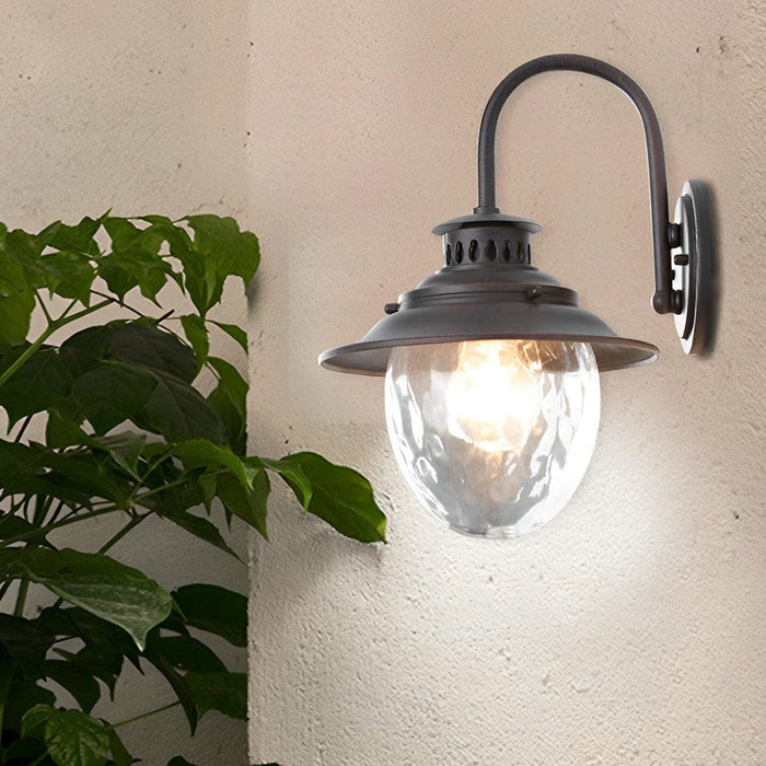 Sturdy Aluminum Outdoor Wall Lamp with IP55 Waterproof Rating, High Transmittance Glass Lampshade, and Classy Stone Pattern Design-ErisView-1