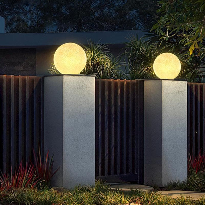 Stylish Marble-Style Resin & Fiber Moon Shape Outdoor Post Lights for Enhanced Illumination and Security, Perfect for Front Yard and Garden Walls-ErisView-14