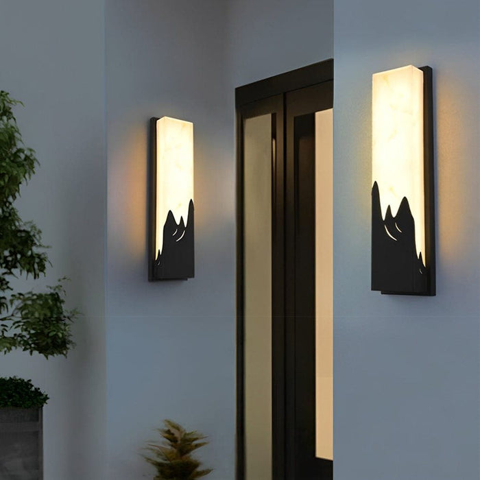 Stylish Stainless Steel & Imitation Marble Outdoor Wall Lamp with Warm LED Light, Waterproof, Rustproof, Energy-Saving, Perfect for Home Decor-ErisView-9