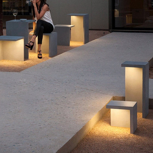 Unique 3D Table and Stools Outdoor Landscape Lighting, Minimalist, High Efficiency LED, IP65 Waterproof for Courtyard and Garden Decor-ErisView-1