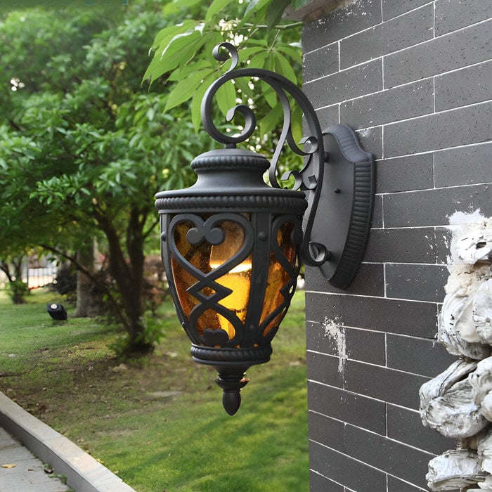 Versatile Outdoor Porch Lights with Brown Bubble Glass Lampshade, Waterproof, Rustproof, Ideal for Balconies, Gardens, Villas, Parks, and Aisles-ErisView-8