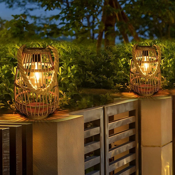 Versatile Rattan Solar Garden Light, Waterproof Outdoor Lantern for Patio, Deck, and Garden, Auto On/Off, Ideal for Trees and Pathways-ErisView-3