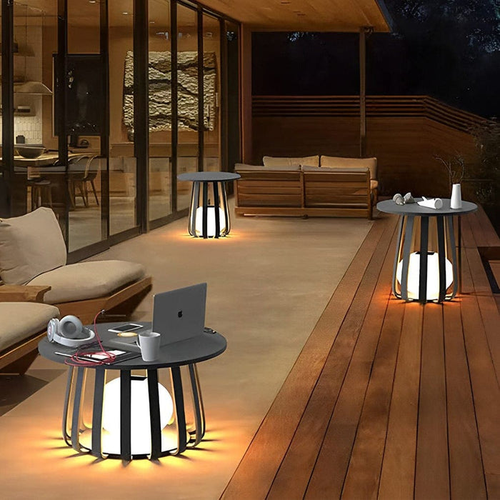 Versatile Solar Outdoor Floor Lamp with Built-in Coffee Table, IP65 Waterproof, Durable Metal Design, Easy Installation, Weather Resistant-ErisView-1