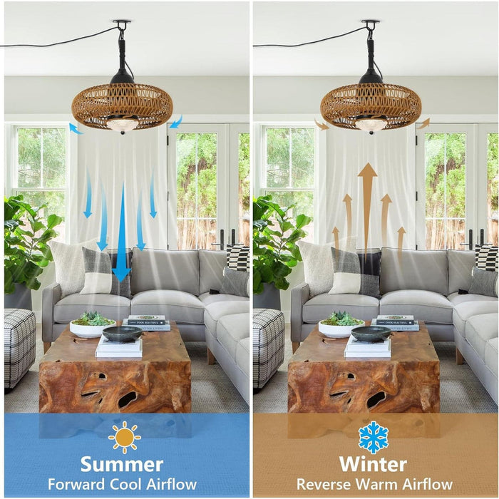 Waterproof Ceiling Fan with Light and Remote, Wet Rated Outdoor Fan for Gazebo, Boho Rattan Ceiling Fan for Living Room Bedroom, Outdoor Fan for Patio-4-ErisView