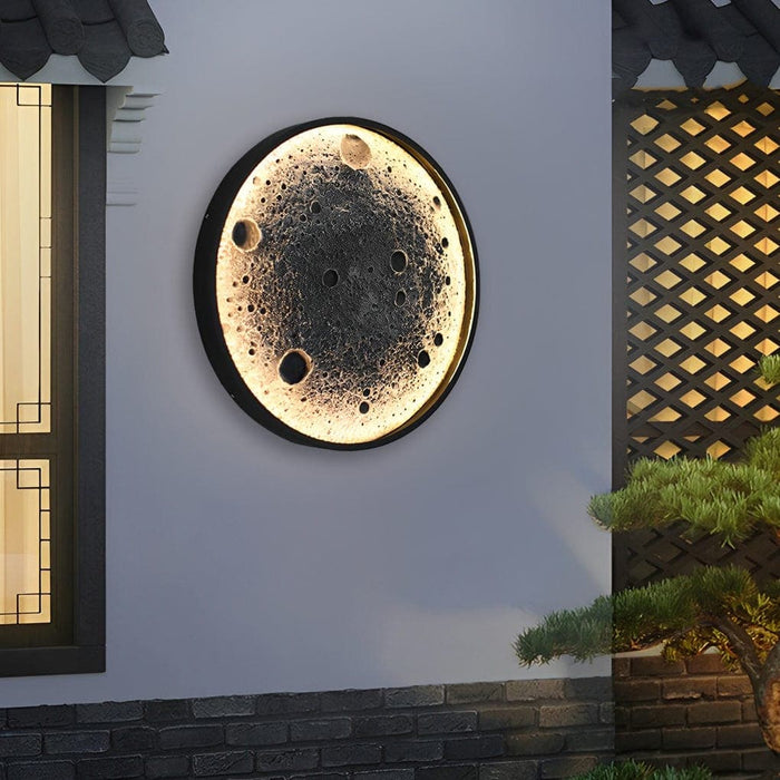 Waterproof Lunar Shape Outdoor Wall Lamp with Built-in LED, Durable Concrete Material, Aluminum Base, Stainless Steel Screws for Elegant Outdoor Lighting-ErisView-3