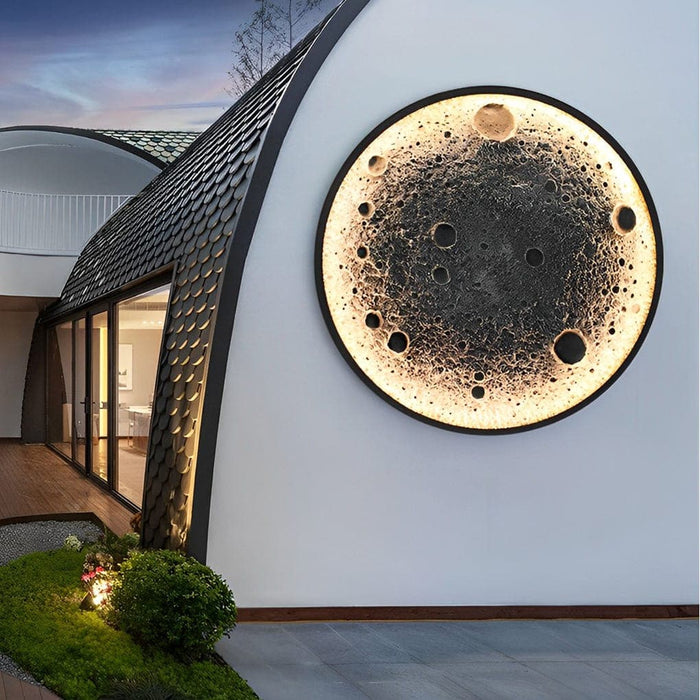 Waterproof Lunar Shape Outdoor Wall Lamp with Built-in LED, Durable Concrete Material, Aluminum Base, Stainless Steel Screws for Elegant Outdoor Lighting-ErisView-7