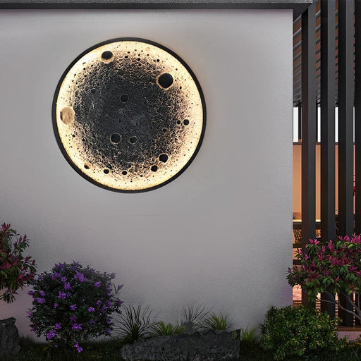 Waterproof Lunar Shape Outdoor Wall Lamp with Built-in LED, Durable Concrete Material, Aluminum Base, Stainless Steel Screws for Elegant Outdoor Lighting-ErisView-1