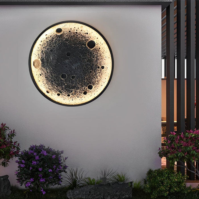 Waterproof Lunar Shape Outdoor Wall Lamp with Built-in LED, Durable Concrete Material, Aluminum Base, Stainless Steel Screws for Elegant Outdoor Lighting-ErisView-1