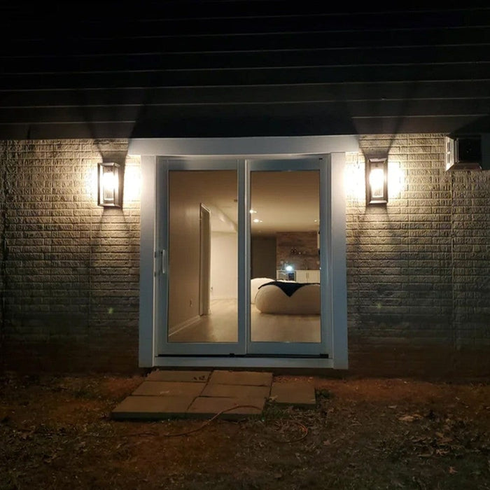 Waterproof Outdoor Wall Light, Modern Exterior Light Fixture with Seeded Glass,Wall Mount Porch Sconce Lantern Light for Patio Garage Deck-ErisView