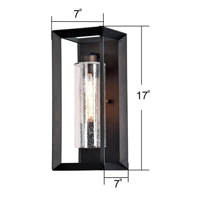 Waterproof Outdoor Wall Light, Modern Exterior Light Fixture with Seeded Glass,Wall Mount Porch Sconce Lantern Light for Patio Garage Deck-ErisView