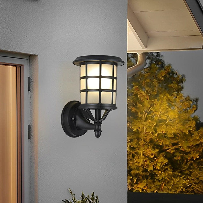 Waterproof Outdoor Wall Light with Adjustable Solar-Powered LED Colors, Metal and Glass Design, Dustproof, Long-Lasting, Elegant Artistic Style-ErisView-2