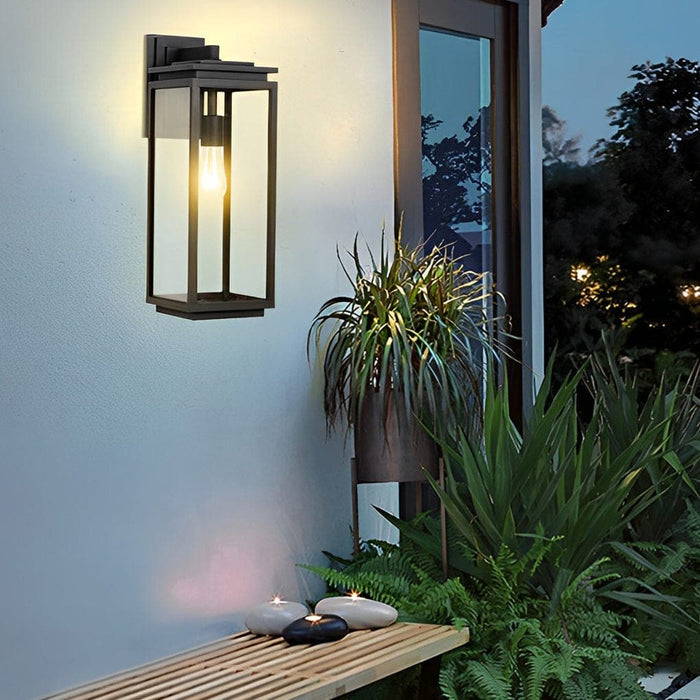 Waterproof and Rust-Proof Black Outdoor Wall Light with Scratch-Resistant Glass Lampshade for Porch, Garden, and Balcony-ErisView-12