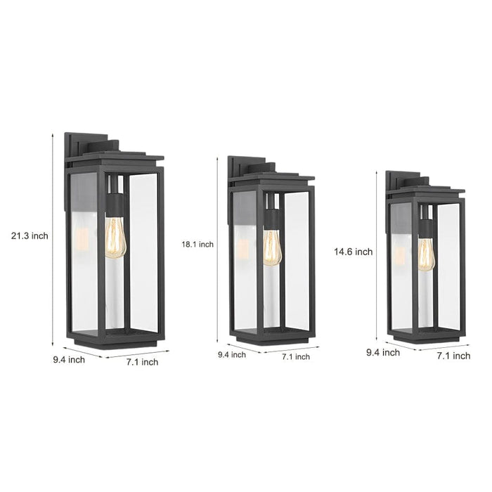 Waterproof and Rust-Proof Black Outdoor Wall Light with Scratch-Resistant Glass Lampshade for Porch, Garden, and Balcony-ErisView-7