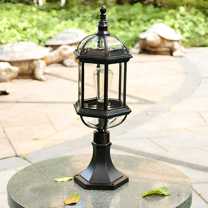 Waterproof and Rustproof European-Style Retro Aluminum Fence Post Lamp with High-Transmittance Glass Shade for Garden, Lawn, and Courtyard Decor-ErisView-2