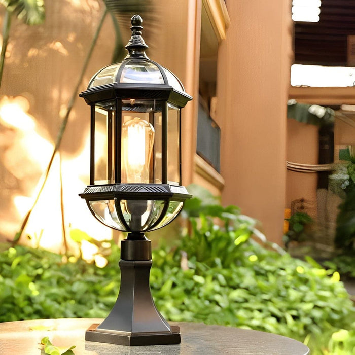 Waterproof and Rustproof European-Style Retro Aluminum Fence Post Lamp with High-Transmittance Glass Shade for Garden, Lawn, and Courtyard Decor-ErisView-4