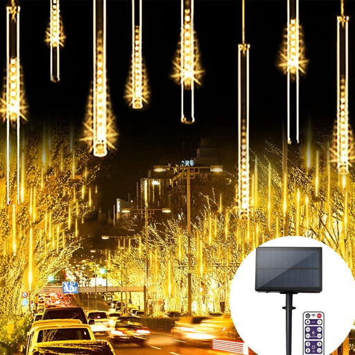 Weather-Resistant LED Meteor Shower Lights for Outdoor Holiday Decoration, Auto On/Off, Solar-Powered, Perfect for All Climates-ErisView-1