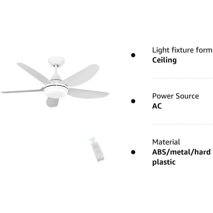 White Indoor Ceiling Fan Light Fixture and Remote Switch Control for Bedroom Living Room Dining Room, 5 Blade Ceiling Fan-9-ErisView