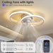 White Modern Low Profile Ceiling Fan with Light and Remote APP Control, Reversible Dimmable LED Ceiling Light Fan for Living Room Bedroom Kitchen -3-ErisView