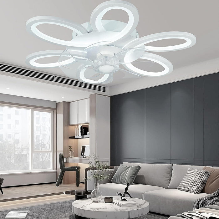 White Modern Remote Control Ceiling Fan and Light, Low Profile Flush Mount Ceiling Fan without Blades for Kids Room Living Room Dining Room Bedroom-6-ErisView