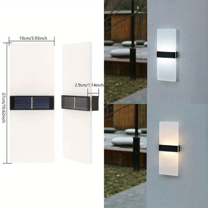 White Outdoor Solar Garden Light, Waterproof Outdoor Solar Wall Light for Pathway, Set of 2-L-16 LEDs-ErisView