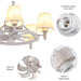 White Retro Ceiling Fan Chandelier with Lights and Remote Control, 7 Blades Reversible Quiet Ceiling Fans-6-ErisView